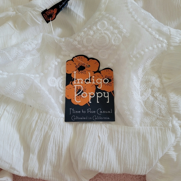 Indigo Poppy Flutter🦋 Sleeve Peasant Blouse - Picture 9 of 14